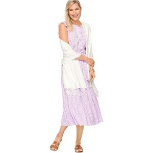 New Talbots Floral Vines Tiered Midi Dress